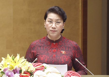 Chủ tịch Quốc hội Nguyễn Thị Kim Ngân phát biểu khai mạc kỳ họp thứ 3, Quốc hội khóa XIV.